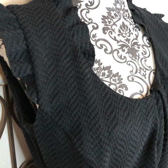 Tabitha black textured ruffle neckline midi dress - Picture 3 of 7